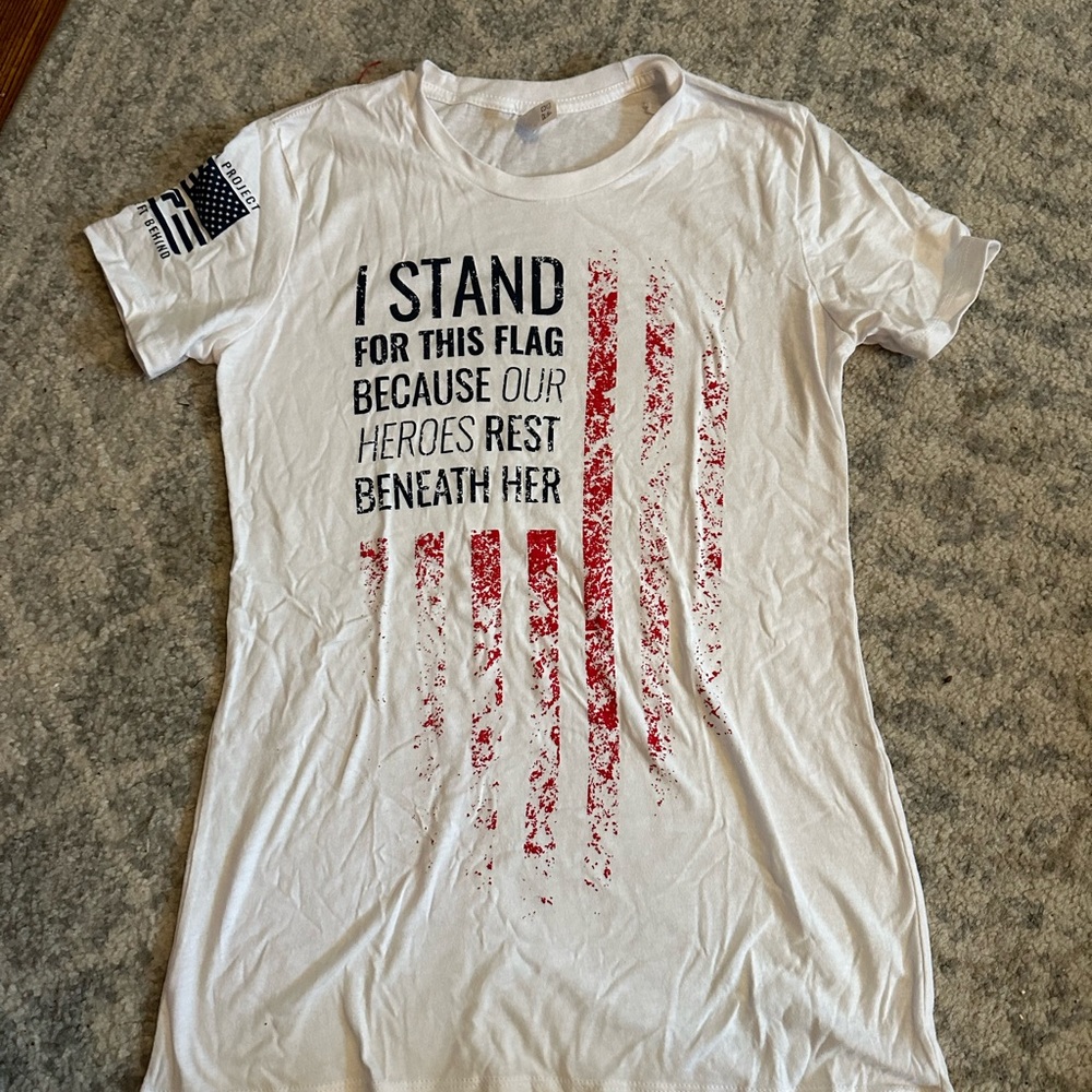Til vahalla white i stand with the flag Shirt